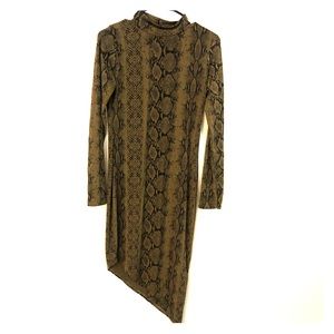 Asymmetrical olive snake print dress